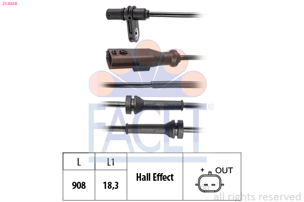FACET ABS Sensor 210258 for RENAULT