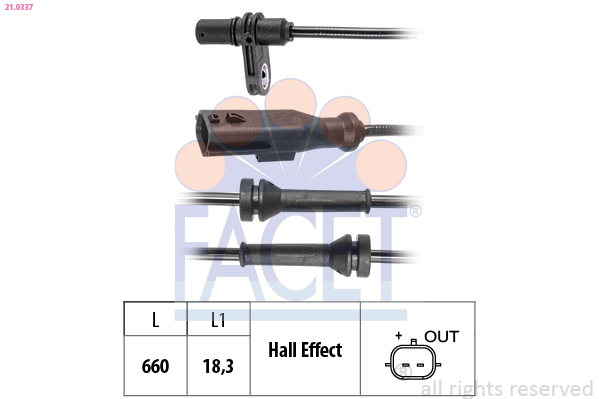 FACET ABS Sensor 210337 for DACIA