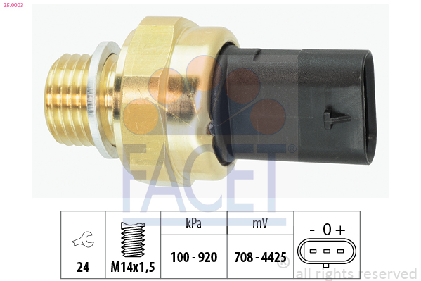 FACET Sensor, olietryk 250003 for OPEL LANCIA JEEP GENERAL MOTORS