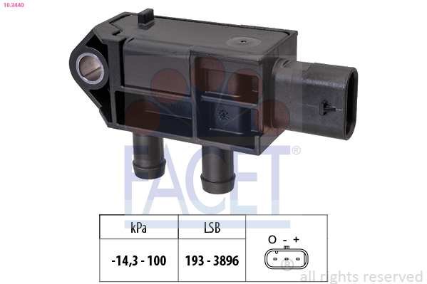 FACET Sensor,udstødningstryk 103440 for AUDI