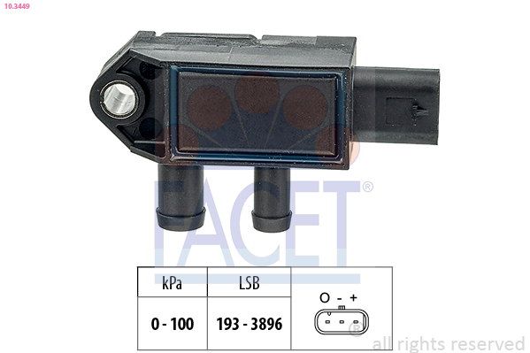 FACET Sensor,udstødningstryk 103449 for VAUXHALL GENERAL MOTORS
