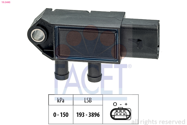 FACET Sensor,udstødningstryk 103445 for LAND ROVER FORD JAGUAR