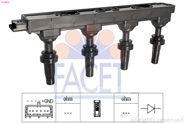 FACET Tændspole 96562 for PEUGEOT