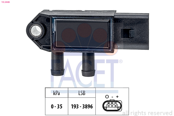 FACET Sensor,udstødningstryk 103446 for FORD JAGUAR LAND ROVER