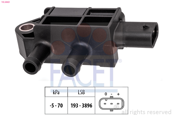 FACET Sensor,udstødningstryk 103443 for MERCEDES-BENZ
