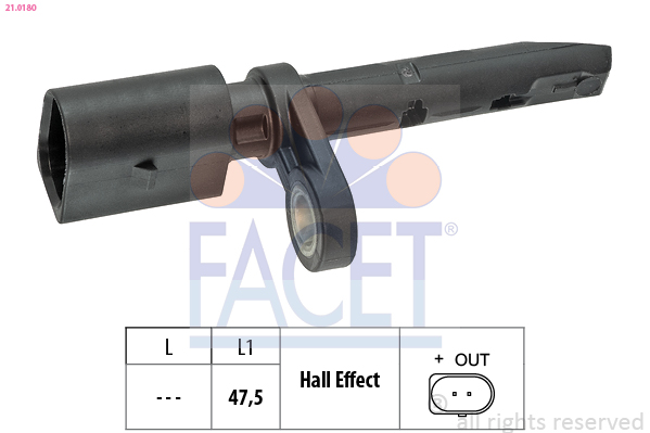 FACET ABS Sensor 210180 for BENTLEY VW