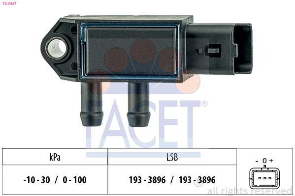 FACET Sensor,udstødningstryk 103447 for MERCEDES-BENZ MITSUBISHI DACIA NISSAN RENAULT