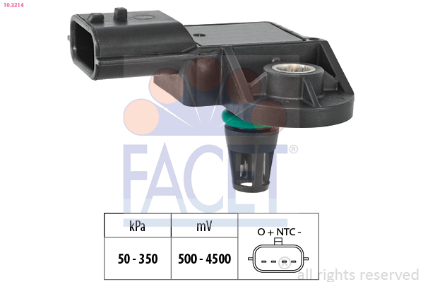FACET Lufttrykssensor 103314 for OPEL GENERAL MOTORS VAUXHALL FIAT MERCEDES-BENZ INFINITI DACIA RENAULT NISSAN