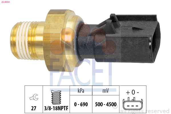 FACET Sensor, olietryk 250050 for JEEP