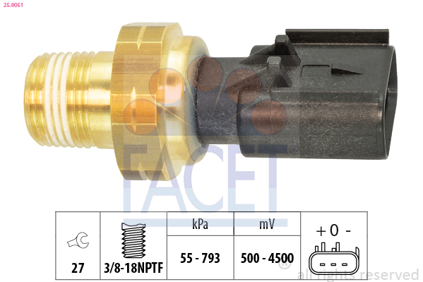 FACET Sensor, olietryk 250051 for JEEP