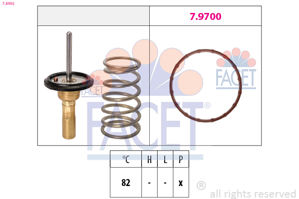 FACET Termostat, kølemiddel 78992 for TOYOTA