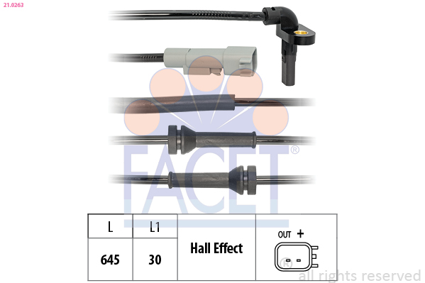 FACET ABS Sensor 210263 for OPEL CHEVROLET