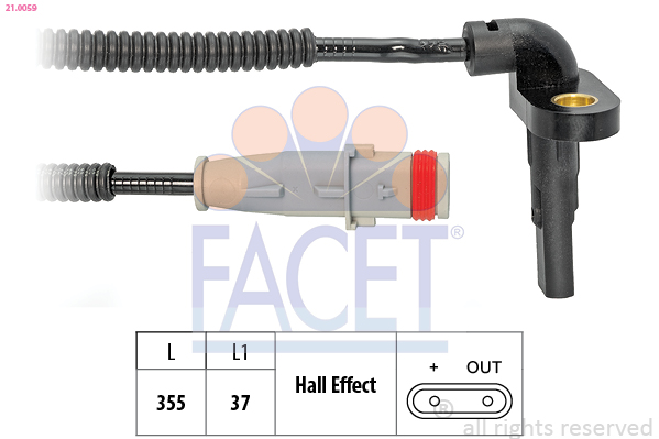 FACET ABS Sensor 210059 for OPEL GENERAL MOTORS VAUXHALL