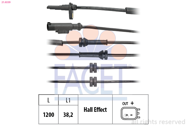 FACET ABS Sensor 210339 for FIAT
