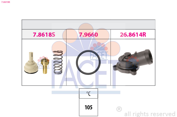 FACET Termostat, kølemiddel 78619k for VW