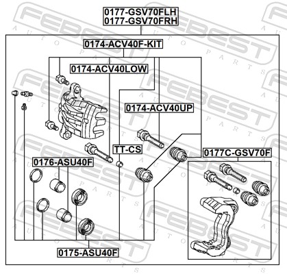 FEBEST Ledebolt, bremsekaliper 0174acv40fkit for TOYOTA