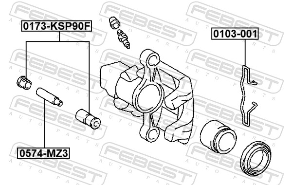 FEBEST Fjeder, skivebremseklodser 0103001 bag for FORD GENERAL MOTORS VOLVO BMW JAGUAR MERCEDES-BENZ NISSAN OPEL RENAULT SUBARU TOYOTA VAG CITROËN/PE