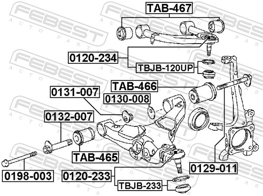 FEBEST Sims, aksel 0131007 nede for TOYOTA