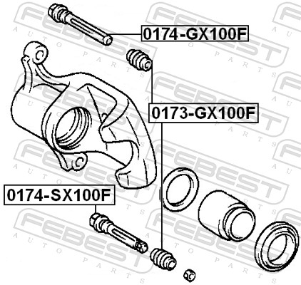 FEBEST Ledebolt, bremsekaliper 0174sx100f foraksel for MAZDA TOYOTA