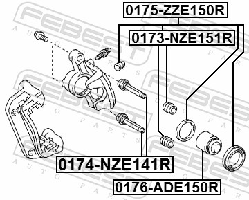 FEBEST Rep.sæt, bremsekaliper 0175zze150r bagaksel for TOYOTA