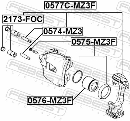 FEBEST Stempel, bremsekaliper 0576mz3f foraksel for FORD VOLVO HONDA MAZDA