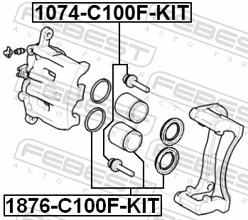 FEBEST Ledebolt, bremsekaliper 1074c100fkit for OPEL GENERAL MOTORS VOLVO GEELY