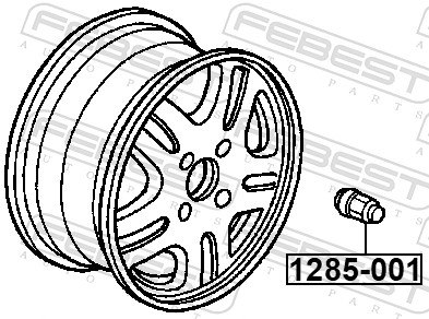 FEBEST Hjulmøtrik 1285001 for GEELY SSANGYONG TOYOTA DAIHATSU MAZDA MITSUBISHI HYUNDAI CHANGAN