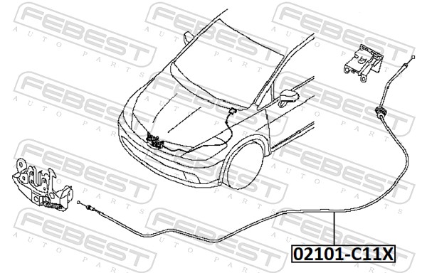 FEBEST Motorhjelmskabel 02101-C11X for NISSAN