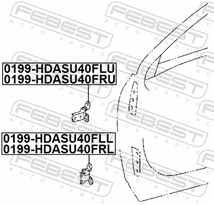 FEBEST Dørhængsel 0199-HDASU40FRL nede for TOYOTA