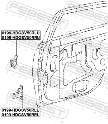 FEBEST Dørhængsel 0199-HDGSV50RLU oppe for TOYOTA