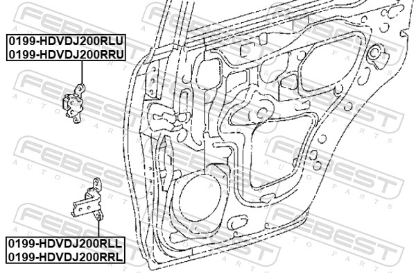 FEBEST Dørhængsel 0199-HDVDJ200RLU oppe for TOYOTA