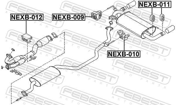 FEBEST Monteringssæt, udstødningssystem nexb009 bag for NISSAN