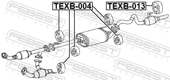 FEBEST Gummianslag, udstødning texb004 for FORD OPEL VOLVO ALFAROME/FIAT/LANCI GENERAL MOTORS TOYOTA DAIHATSU MAZDA SUZUKI HYUNDAI