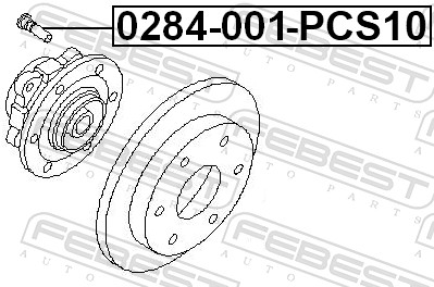 FEBEST Hjulbolt 0284001pcs10 for RENAULT NISSAN