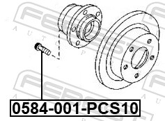 FEBEST Hjulbolt 0584001pcs10 for FORD GENERAL MOTORS BYD MAZDA NISSAN HYUNDAI