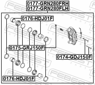 FEBEST Ledebolt, bremsekaliper 0174gdj150f foraksel for TOYOTA