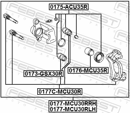 FEBEST Rep.sæt, bremsekaliper 0175acu35r bagaksel for TOYOTA