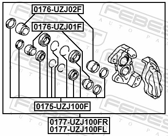 FEBEST Stempel, bremsekaliper 0176uzj02f foraksel for MERCEDES-BENZ TOYOTA