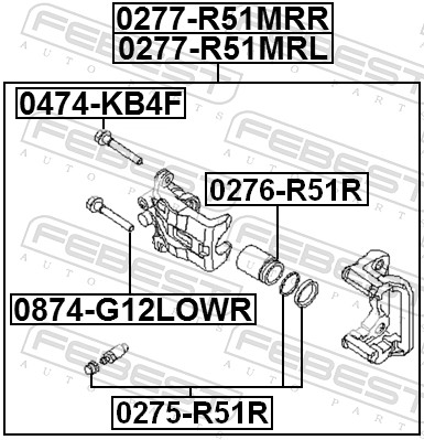 FEBEST Stempel, bremsekaliper 0276-R51R bagaksel for NISSAN SUBARU