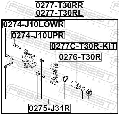 FEBEST Bremsekaliper, holdersæt 0277ct30rkit bagaksel for NISSAN