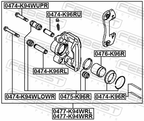 FEBEST Stempel, bremsekaliper 0476k96r bagaksel for MITSUBISHI