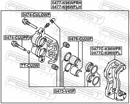 FEBEST Stempel, bremsekaliper 0476cu20f foraksel for MITSUBISHI CITROËN/PEUGEOT