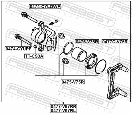 FEBEST Bremsekaliper, holdersæt 0477cv75r bagaksel for MITSUBISHI