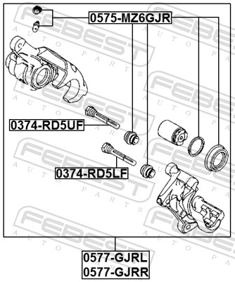 FEBEST Bremsekaliper 0577gjrr Bagaksel højre for MAZDA