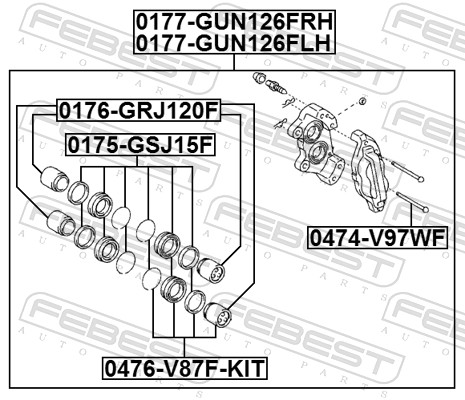 FEBEST Bremsekaliper 0177gun126frh højre foraksel for TOYOTA