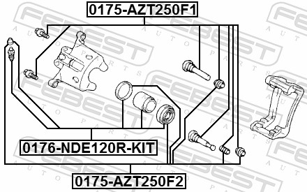 FEBEST Rep.sæt, bremsekaliper 0175azt250f2 foraksel for TOYOTA