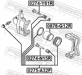 FEBEST Ledebolt, bremsekaliper 0274y61r for MITSUBISHI NISSAN