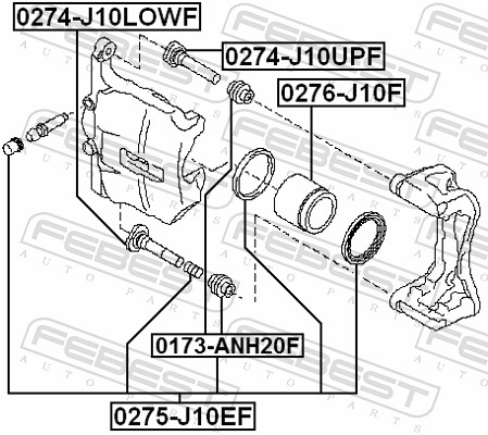 FEBEST Stempel, bremsekaliper 0276j10f foraksel for MAZDA NISSAN