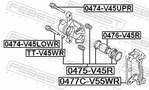 FEBEST Stempel, bremsekaliper 0476v45r bagaksel for MITSUBISHI TOYOTA