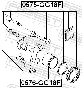 FEBEST Stempel, bremsekaliper 0576gg18f foraksel for MAZDA